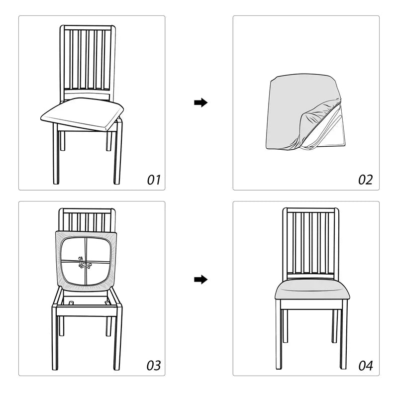 4pcs/set Stretch Dining Chair Seat Covers