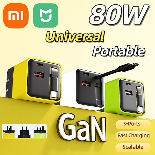 80W USB Charger with Retractable Type C Cable
