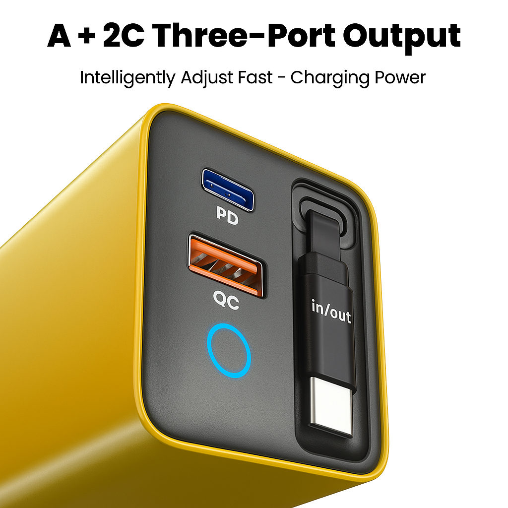 80W USB Charger with Retractable Type C Cable