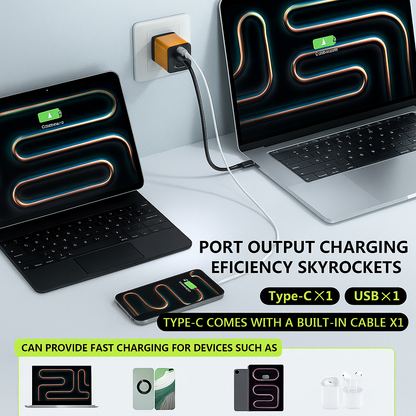 80W USB Charger with Retractable Type C Cable