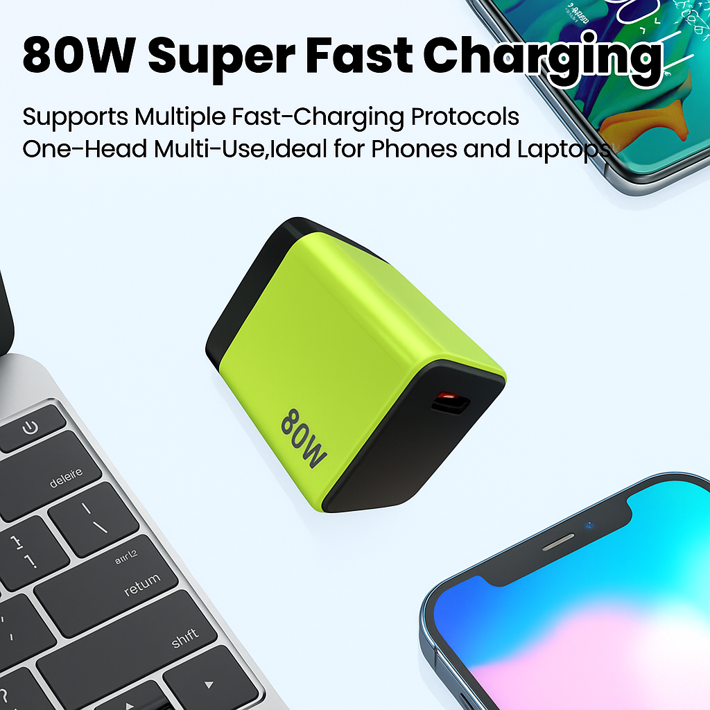 80W USB Charger with Retractable Type C Cable